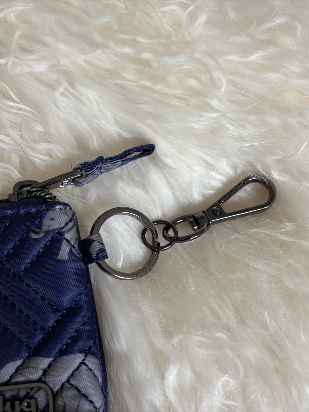 lug Quilted Navy Wristlet with Elephant Print